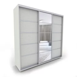 Шкаф-купе 3 двери с зеркалом Акцент-Квадро КВ 1800х600 Выбеленное дерево