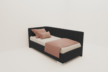 Детская кровать 190 90 ТЕРРА БЕЗ ОСНОВАНИЯ (BERHOUSE) Материал фасада: Металл/Велюр; Спальное место: 900х1900; Цвет: Серый