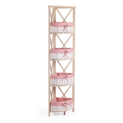 Этажерка Secret De Maison ANGULAIRE 4 ( mod. PE-05 ) дерево павловния, мдф, 34x34x158см, white (белый), ткань - красная клетка
