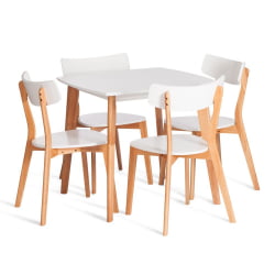 Обеденный стол Claire квадратный столешница МДФ, опоры дерево гевея, белый / натуральное дерево, 80 x 80 x 75см