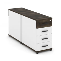 Тумба двухсторонняя опорная приставная с 4-мя ящиками CОНCЕПТ CН.ДТГО-002 Б/В Дуб Мали Белый бриллиант Черный / CONCEPT CN.DTGO-002 B/W