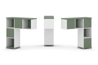 Надставка на стол низкая двухсторонняя + задняя стенка (5 шт.) CONCEPT CN.DNN-001 Кобо Белый бриллиант Белый металл