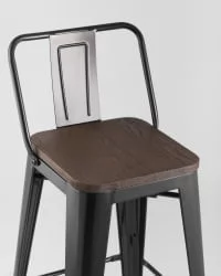 Стул полубарный Tolix Wood со спинкой Черный