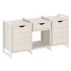 Тумба на регулируемых опорах наборная. Вариант №7 LOFT VR.L-TN-7.O Металл белый Денвер светлый