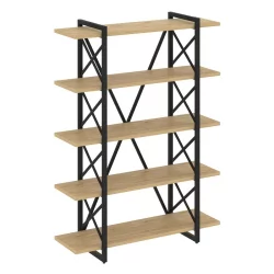 Стеллаж на регулируемых опорах - 5 полок LOFT VR.L-MST.O-5.8V Металл черный Тиквуд светлый