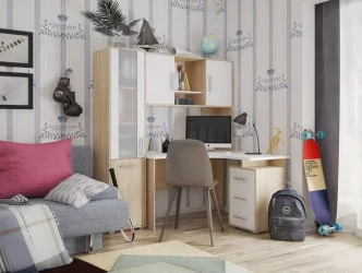 Надстройка стола компьютерного 1200 Лайт-2 модуль 01 Дуб сонома/Белый