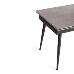 Раздвижной стол Lord Grey/Лорд Грей столешница керамика (матовая) /опоры металл, светло-серый/черный, (120+30+30)x80x75 см