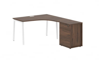 Стол эргономичный с тумбой (правый) ЕДИС ЕЛCЕТ 1318 Р Дуб Денвер темный Белый / EDIS ELCET R