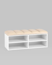 Обувница Хольст 2 белая велюр Бежевый