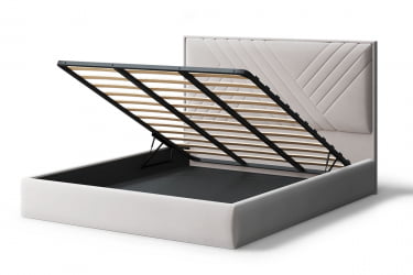 Кровать МИРА 2000*1200мм (без опор), велюр NEO 02 (бежевый), (б/основания, б/матраса)