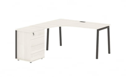 Стол эргономичный с тумбой (левый) EDIS ELCET 1518 L Ясень Траун Мокко