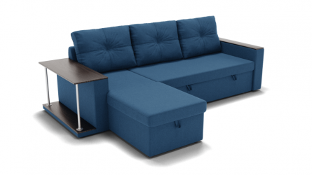 Диван Атланта (ЗР) Цвет фасада: Синий; Тип: Левый/правый; Материал фасада: Металл/Велюр