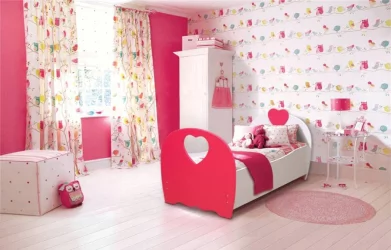 Кровать детская Сердце 800*1600 Белый/Малина