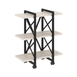 Стеллаж на колесных опорах - 3 полки LOFT  VR.L-MST.K-3.4V Металл черный Денвер светлый