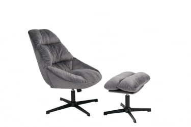 Кресло Оррелл серый с оттоманкой