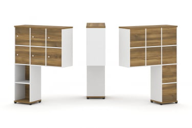 Надставка на стол высокая односторонняя + задняя стенка (8 шт.) + распашной фасад (6 шт.) CONCEPT CN.ONV-008 Сандал Янтарный Белый бриллиант Черный металл