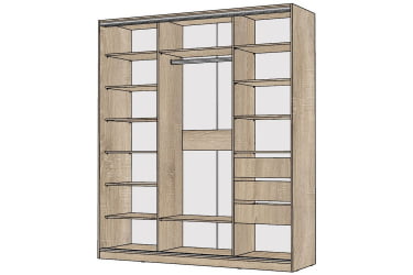 Шкаф-купе 3-х дверный Виктория 2000х584х2300, Дуб сонома светлый 20ДЗДЛДЗ-ЯППП-Дсс 310-3021