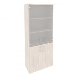 Шкаф высокий широкий (2 низких фасада ЛДСП + 2 средних фасада стекло) ONIX O.ST-1.2 Денвер Светлый