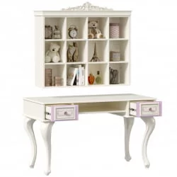 Стол письменный с полкой навесной Маркиза 03 Алебастр