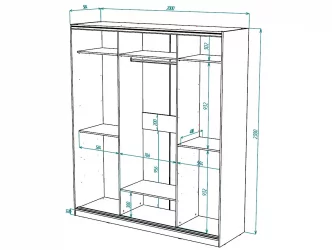 Шкаф-купе 3-х дверный Виктория 2000х584х2300, Ясень шимо светлый 20ДЗЗЗДЛЛЛДЗЗЗ-ЯПШШ-Яшс 310-2887
