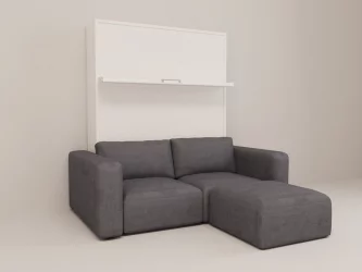 Кровать двуспальная из металла Смарт 1 с пуфом К 1600 Ясень шимо темный