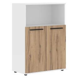 Шкаф с глухими малыми дверьми EDIS EMCS 85.3 Дуб Денвер светлый Черный Белый