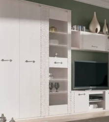 Шкаф для гостиной со стеклянными дверьми Элана 02 Бодега белая