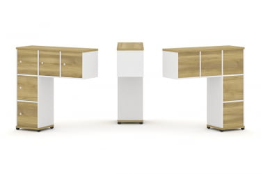 Надставка на стол низкая односторонняя + задняя стенка (5 шт.) + распашной фасад (5 шт.) CONCEPT CN.ONN-007 Дуб Винченцо Белый бриллиант Черный металл