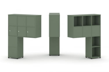 Надставка на стол высокая двухсторонняя + задняя стенка (8 шт.) + распашной фасад (3 шт.) CONCEPT CN.DNV-010 Кобо Черный металл