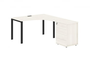 Стол эргономичный с тумбой правый ЕДИС ЕУCЕТ 1318 Р Ясень Траун Черный / EDIS EUCET R