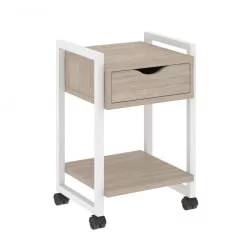 Тумба на колесных опорах с ящиком и полкой LOFT VR.L-T1.K Металл белый Дуб Аттик