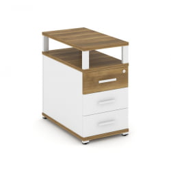 Тумба приставная с 3-мя ящиками и надставкой CОНCЕПТ CН.ТГП-001 Б/В Сандал Янтарный Белый бриллиант Белый / CONCEPT CN.TGP-001 B/W