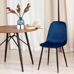 Стул BREEZE (mod. 4724) металл/вельвет, 44х48х87см, темно-синий/черные ножки