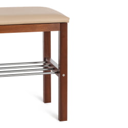 Банкетка BERYL дерево / экокожа, 67*31*49 см, темный орех/бежевый