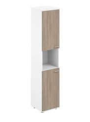 Шкаф высокий левый с нишей Sigma SG.866.WH.OD.OD.L Белый Дуб темный