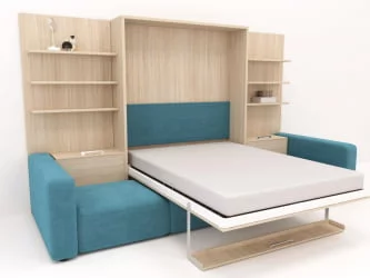 Диван кровать трансформер Смарт 1 П+КД+П+Пуф 1400 Ясень шимо темный