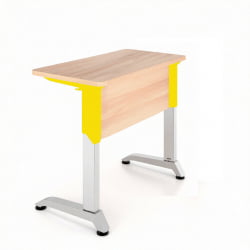 Парта одноместная Де Гласси Н (рост 5-7)  ЛДСП Дуб Сантана/ Металл Серый+Желтый