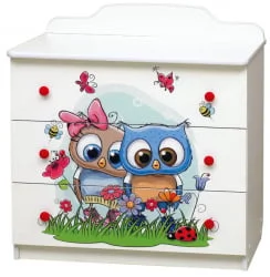 Комод №3 с фотопечатью Совята Белый