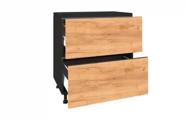 Тумба кухонная 800 с 2 ящиками ЛЮКС (4) Шервуд ЛД 281.940.000.016 Черная Дуб золотой