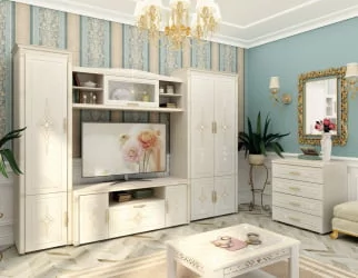 Шкаф для одежды многофункциональный с колоннами Венеция 32.22 Сосна Астрид Ваниль