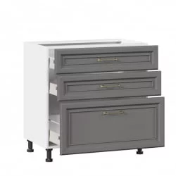 Тумба кухонная 800 с 3 ящиками ЛЮКС (4) Джелатто ЛД 241.930.000.124 Белый Оникс серый