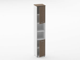 Шкаф 5 узкий закрытый с 2 -мя открытыми полками Deka 10.23.12Пр Дуб Верцаска/Белый