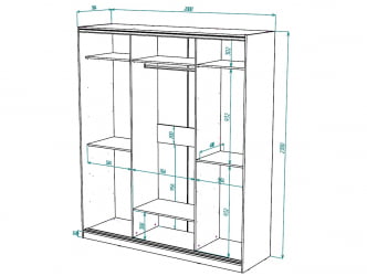 Шкаф-купе 3-х дверный Виктория 2000х584х2300, Дуб сонома светлый 20ДЗДЛДЗ-ЯППП-Дсс 310-3021