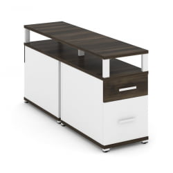 Тумба двухсторонняя опорная приставная с ящиком, распашным фасадом и надставкой CОНCЕПТ CН.ДТГП-002 Б/В Дуб Мали Белый бриллиант Белый / CONCEPT CN.DTGP-002 B/W