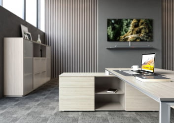 Комплект мебели для кабинета руководителя Atlas №03 Ясень Наварра Алюминий