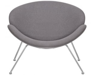 Кресло дизайнерское DOBRIN EMILY (серая ткань AF7, хромированная сталь) 2 шт