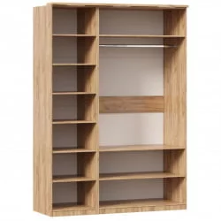 Шкаф трехстворчатый с зеркалом и декоративными накладками Фиджи 004 Дуб Золотой Белый