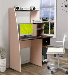 Стол компьютерный №10 Ясень Шимо светлый/Венге