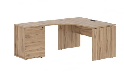 Стол эргономичный с тумбой левый EDIS EDCET 1518 L Дуб Денвер светлый Черный