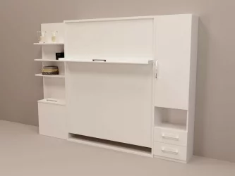 Кровать-трансформер Смарт 1 с полками 1600 левый Ясень шимо темный